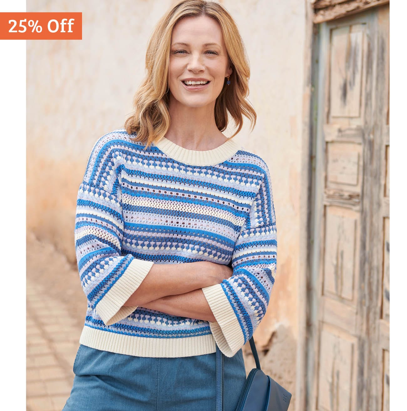 Organic Cotton Pointelle Stripe Sweater