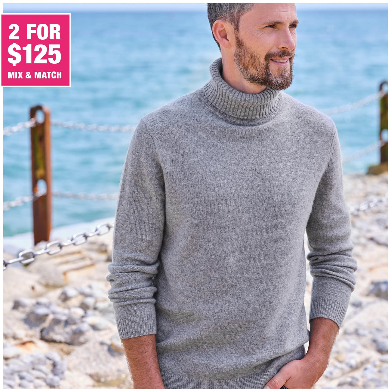 Mens Lambswool Turtle Neck Sweater