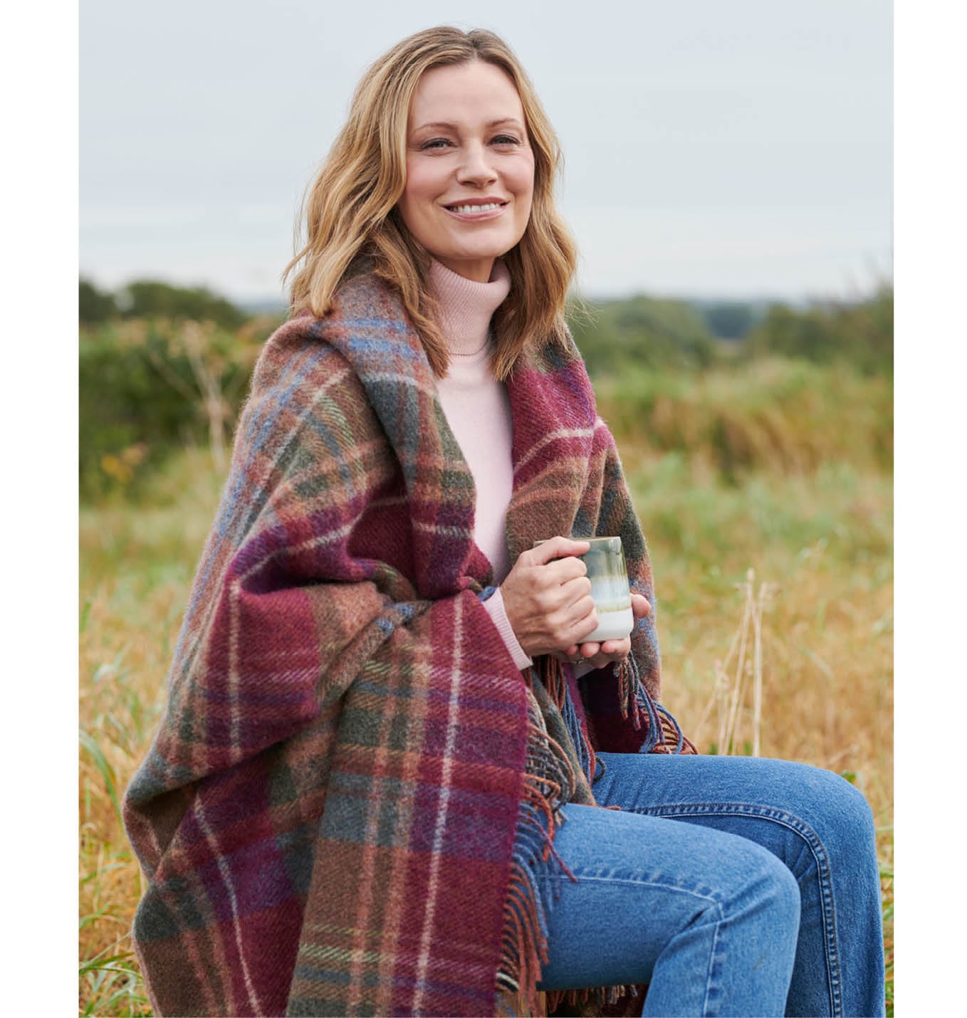 Large Pure Wool Check Throw