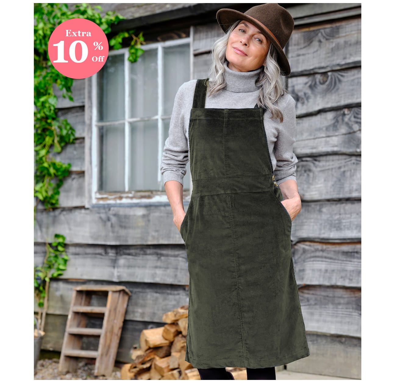 Cord Pinafore Dress