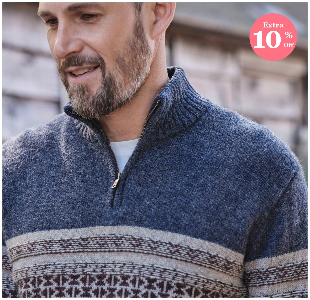 Mens Half Zip Fairisle Sweater