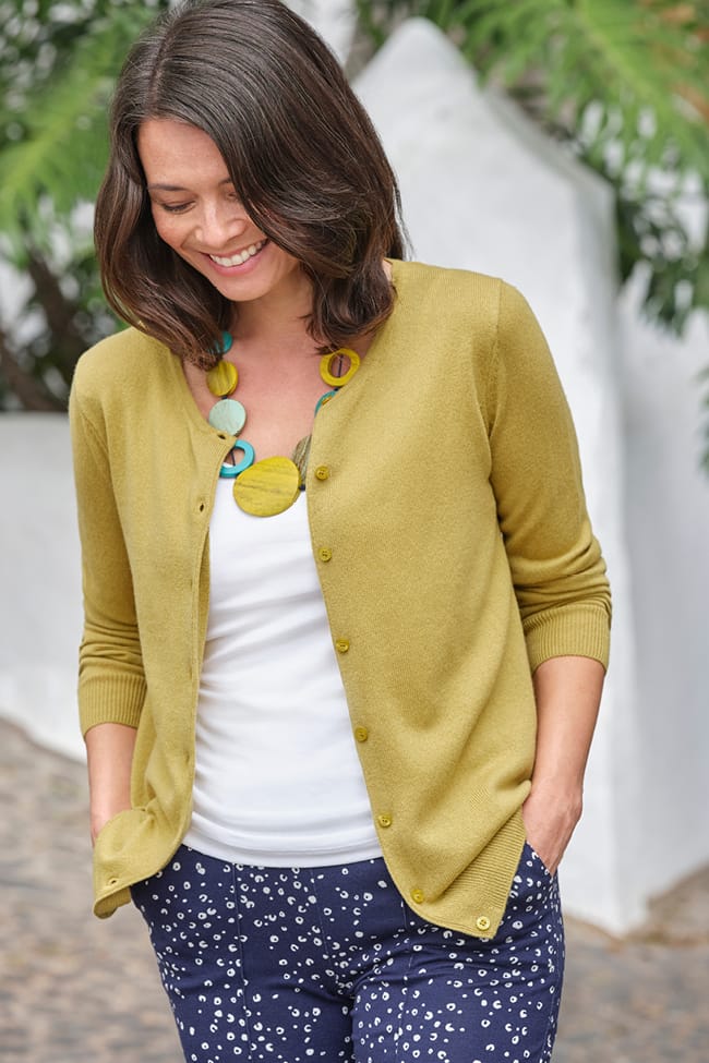 Cashmere Merino Crew Neck Cardigan