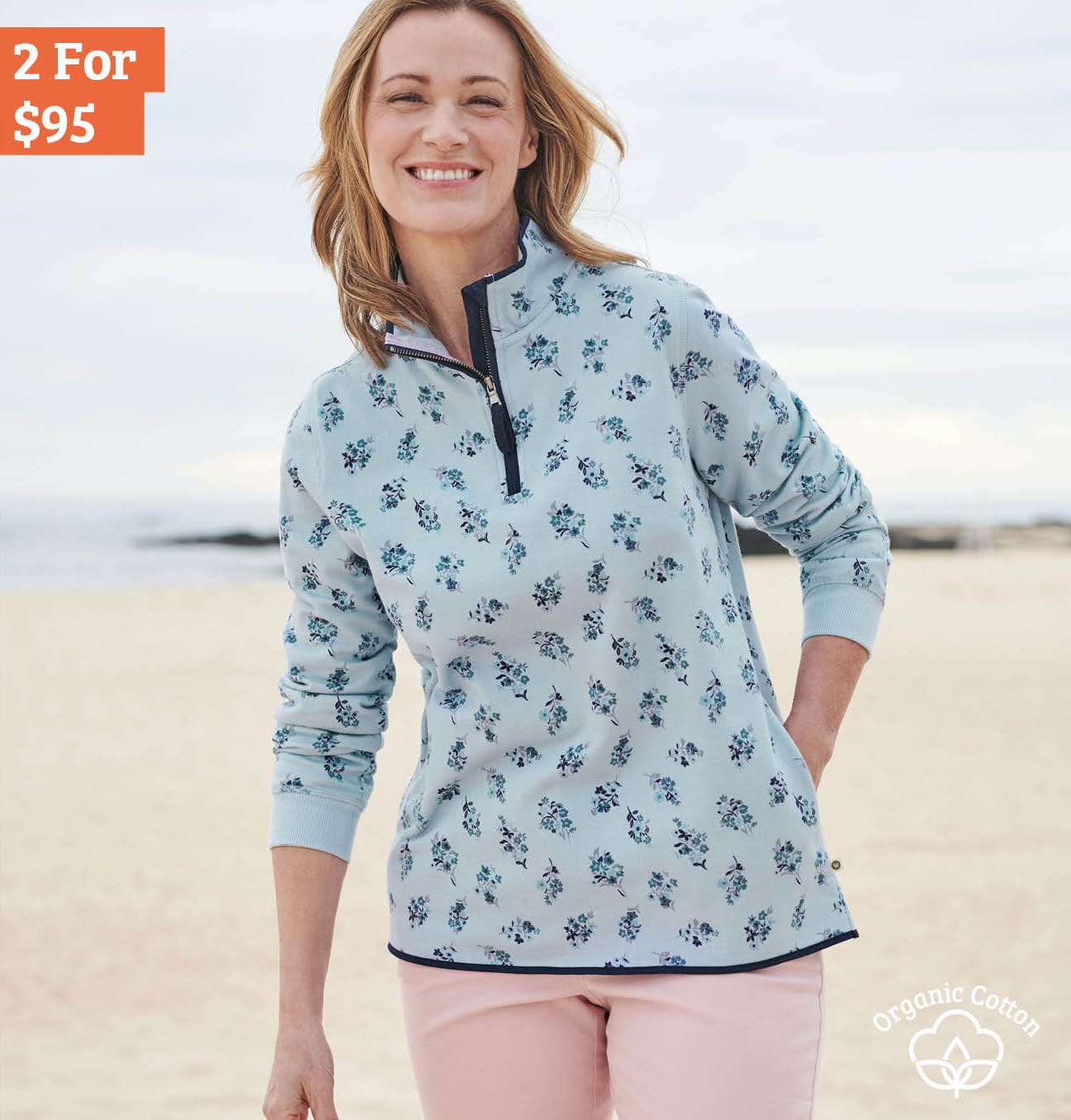 Organic Cotton Half Zip Sweatshirt