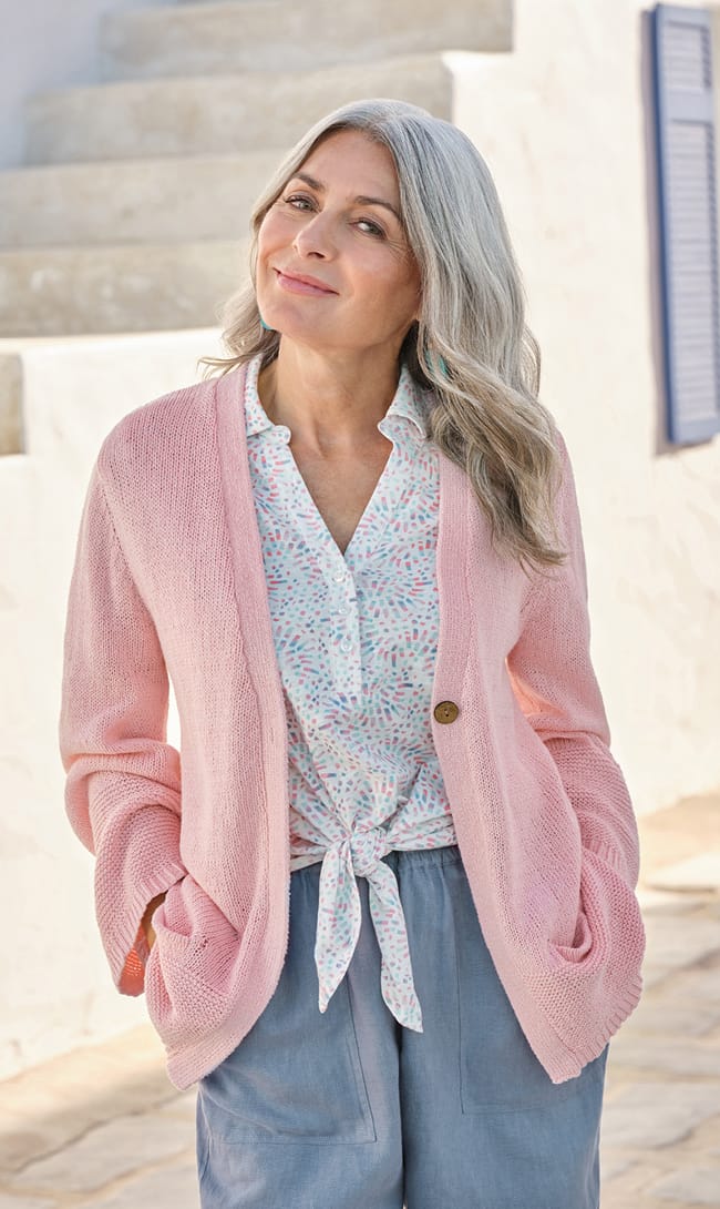 Relaxed V Neck Pocket Cardigan