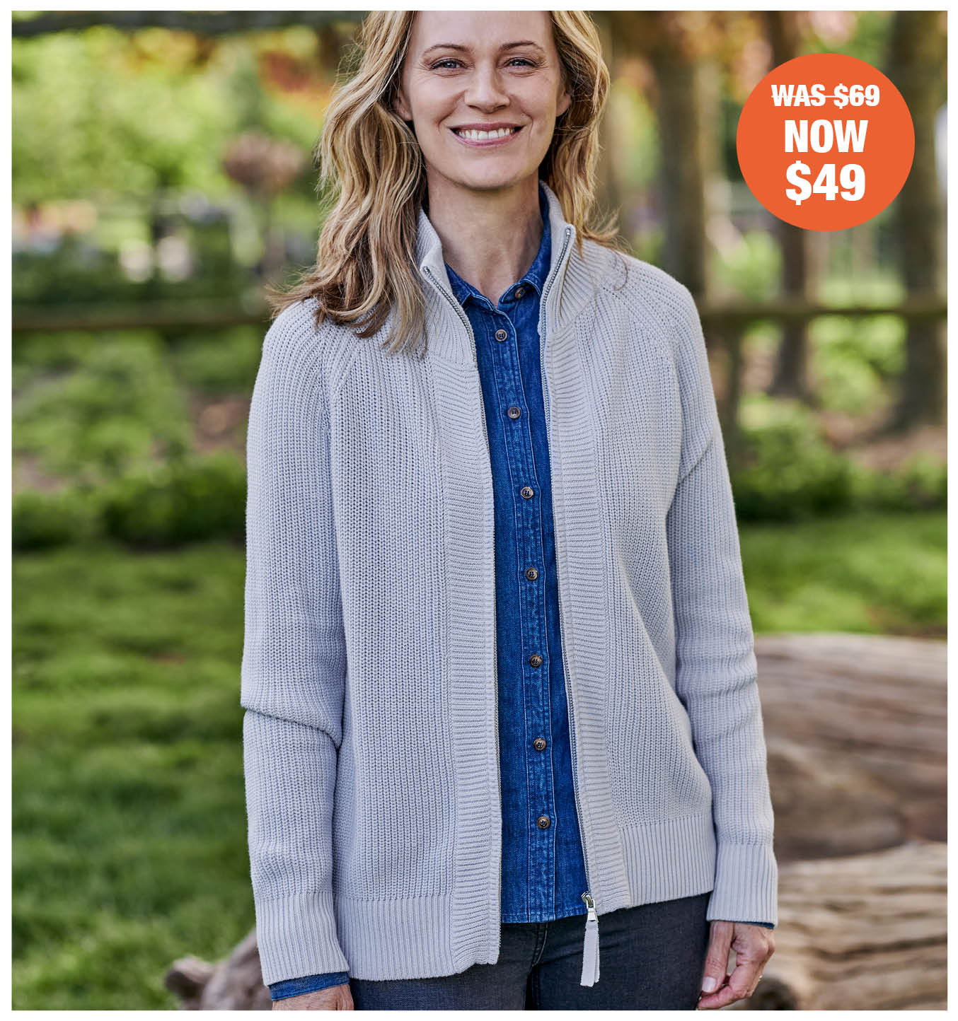 Organic Cotton Collar Zip Through