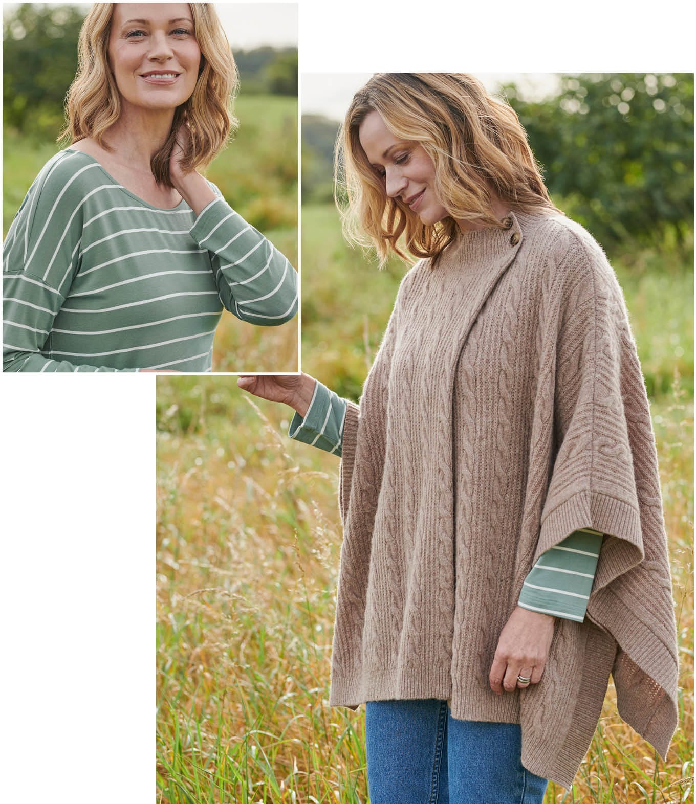 Cable Button Poncho