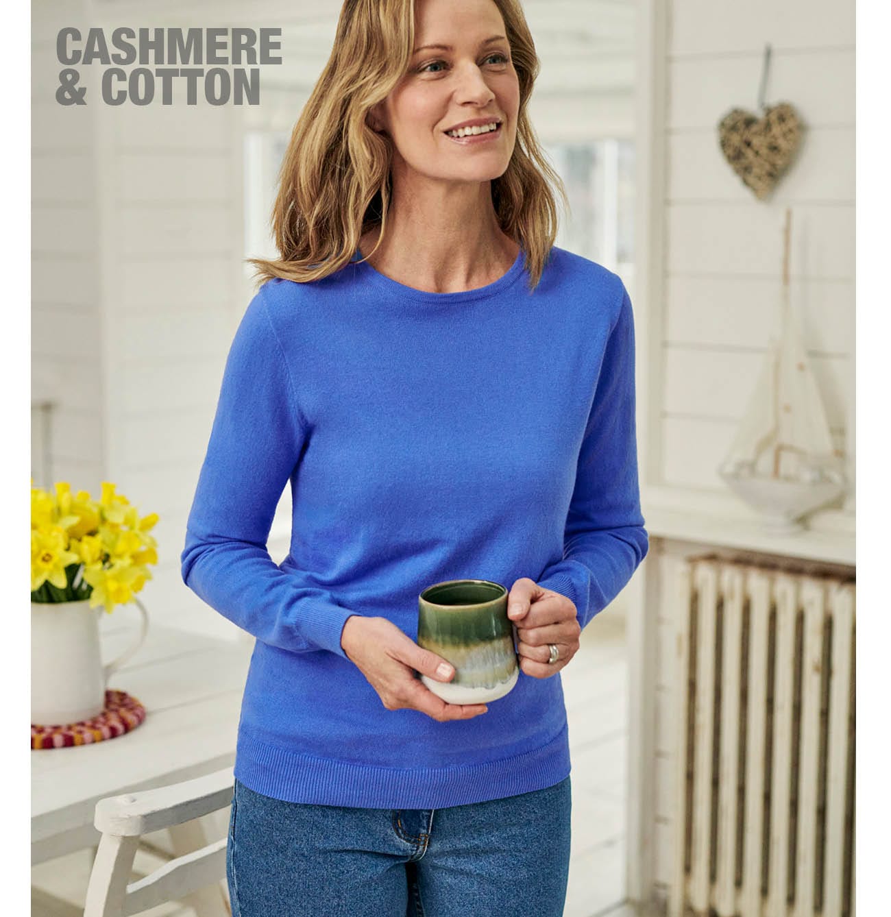 Cashmere and Cotton Crew Neck Sweater