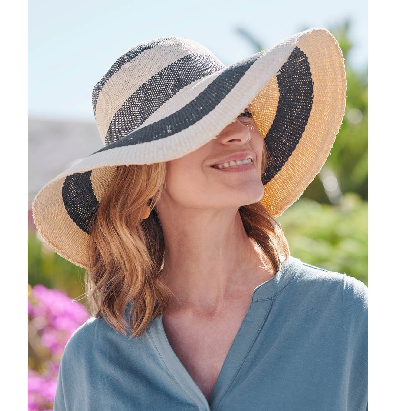 Stripe Floppy Straw Hat