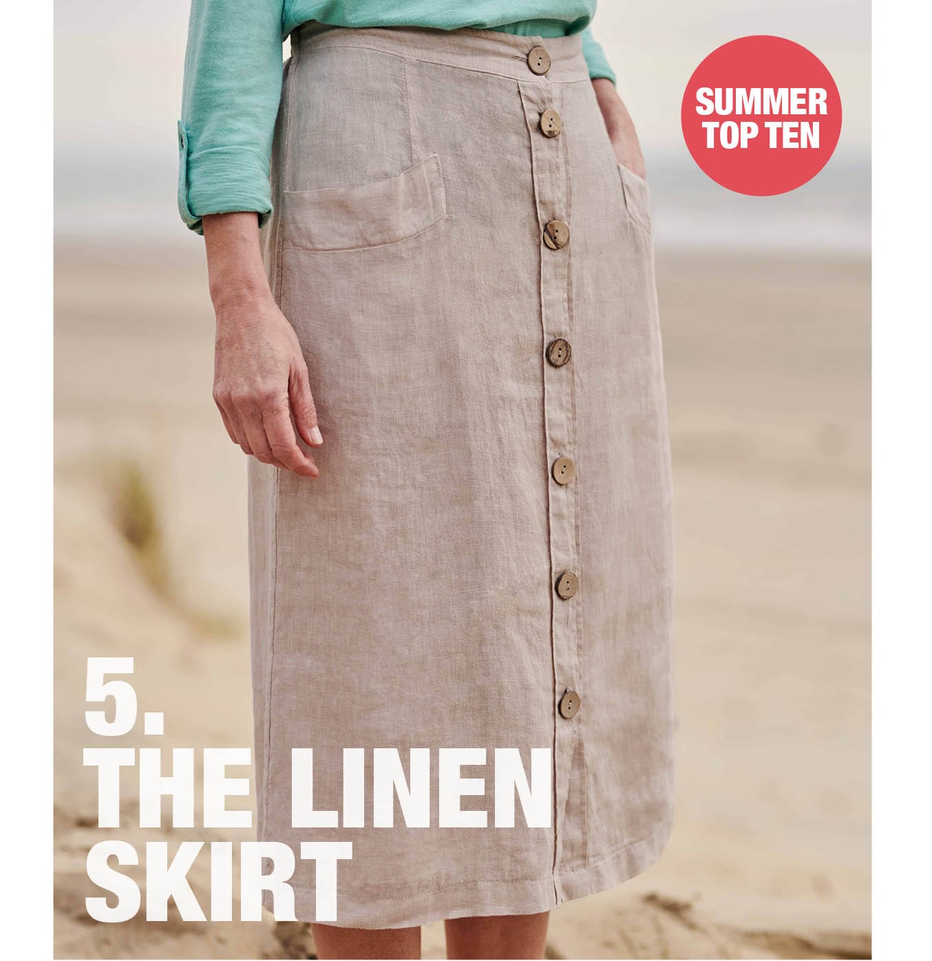 Linen Button Through Skirt