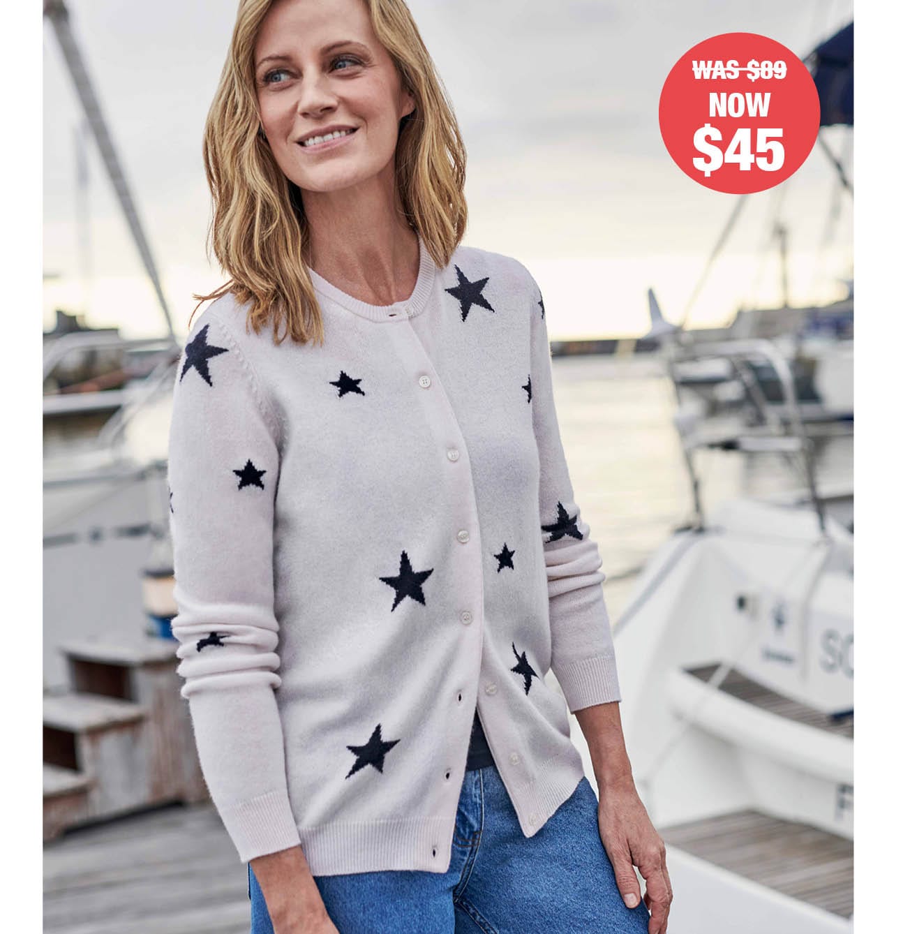 Star Crew Neck Cardigan