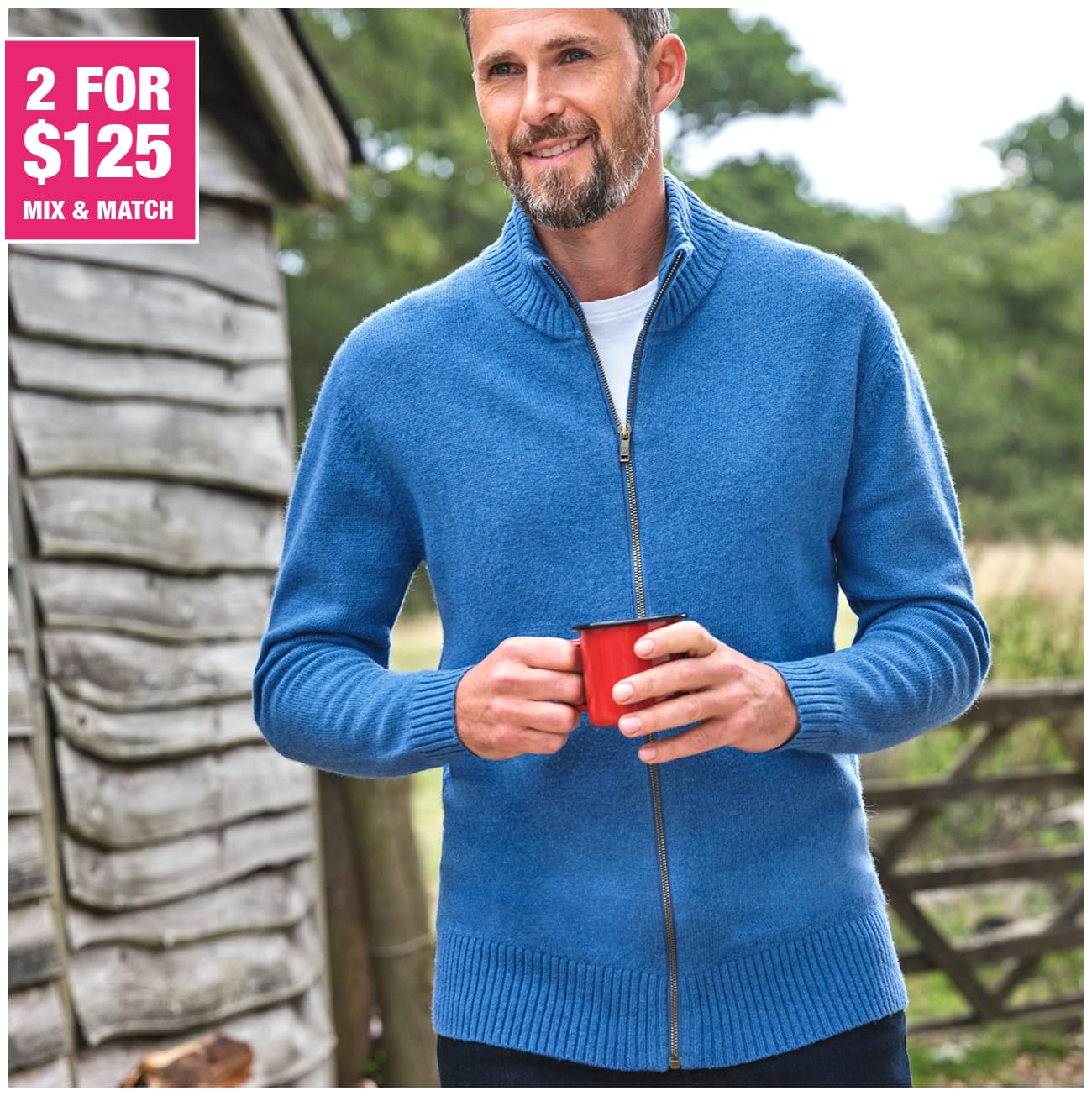 Mens Lambswool Lincoln Zipper Cardigan