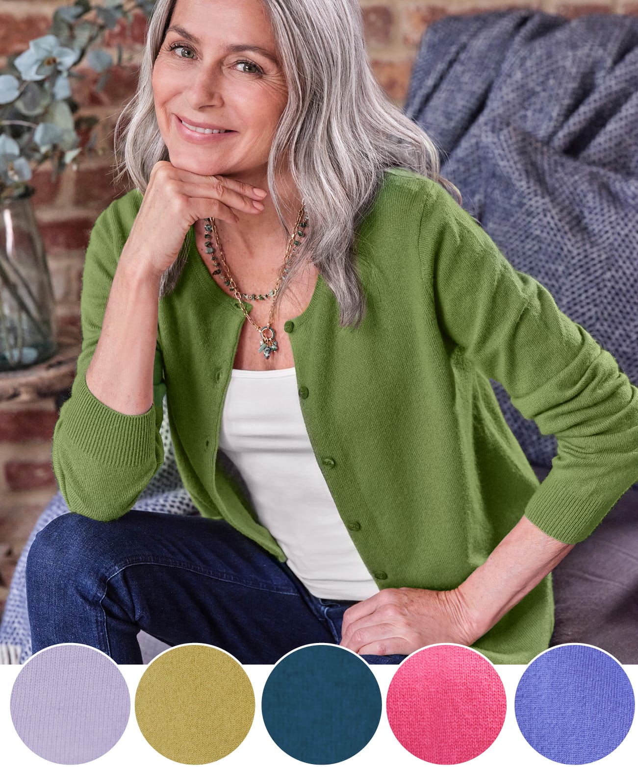 Cashmere Merino Crew Neck Cardigan