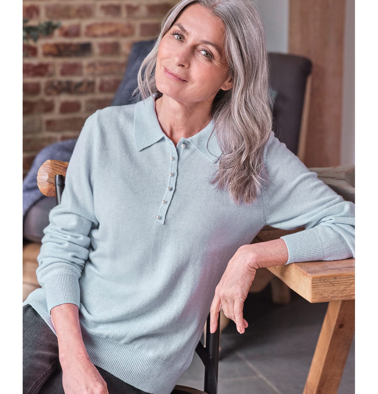 Cashmere and Merino Knitted Polo Shirt