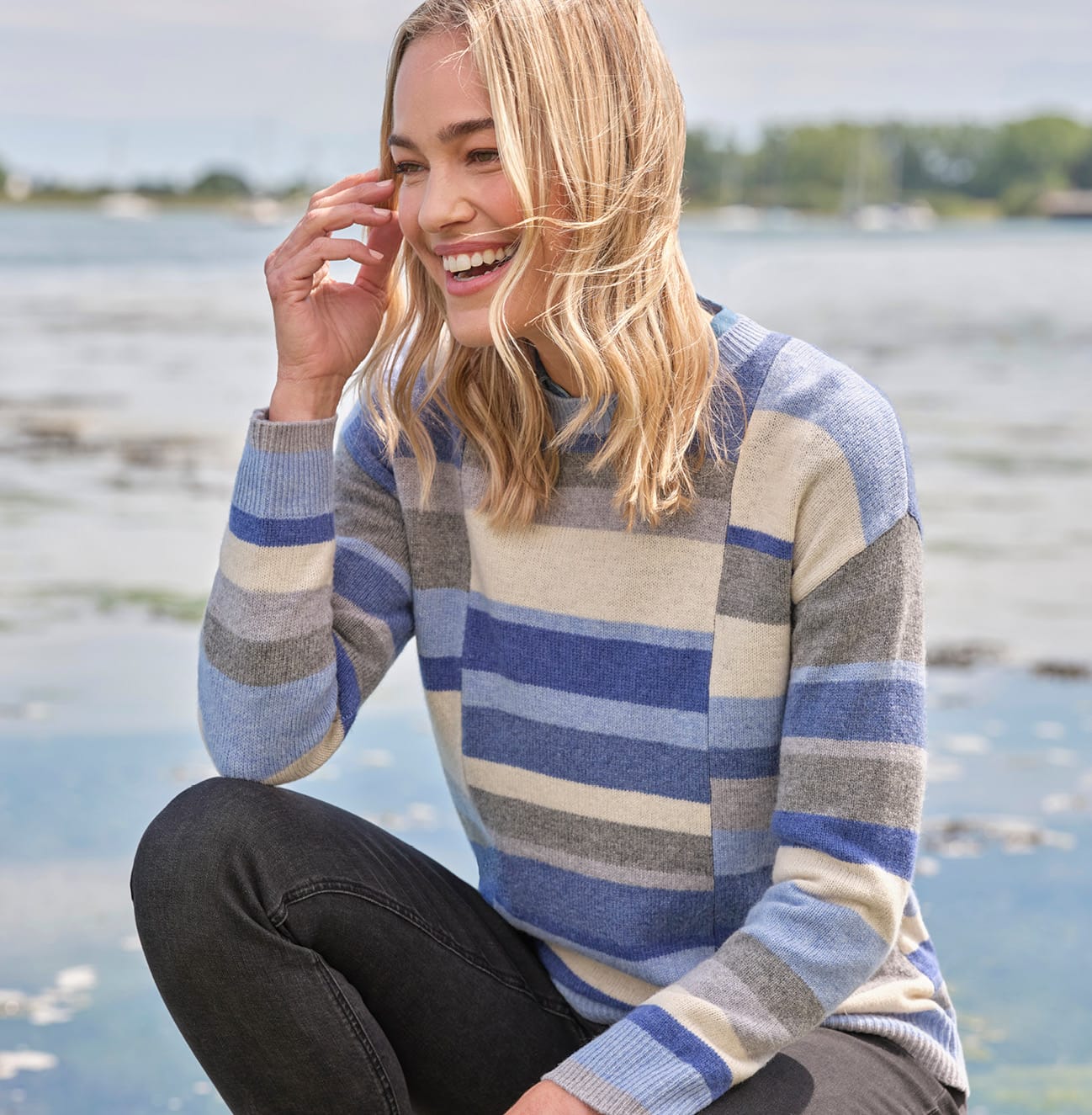 Blues Off Set Stripe Sweater