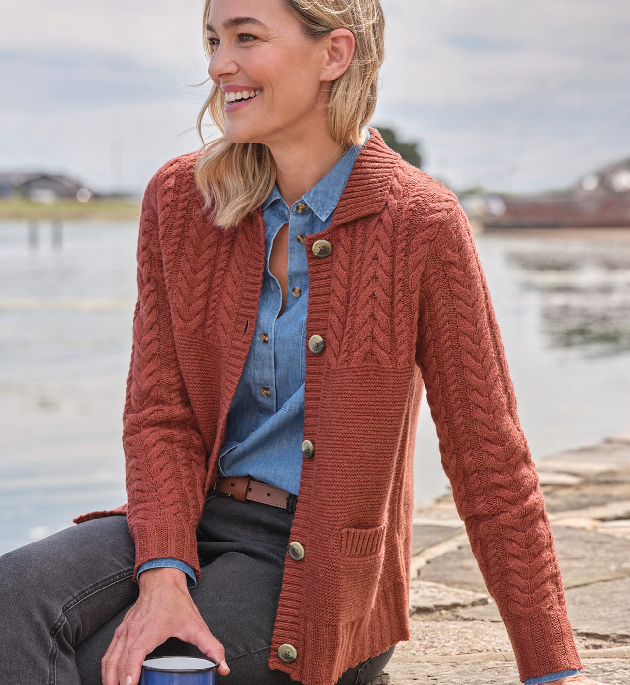 Moss Stitch Collared Cardigan