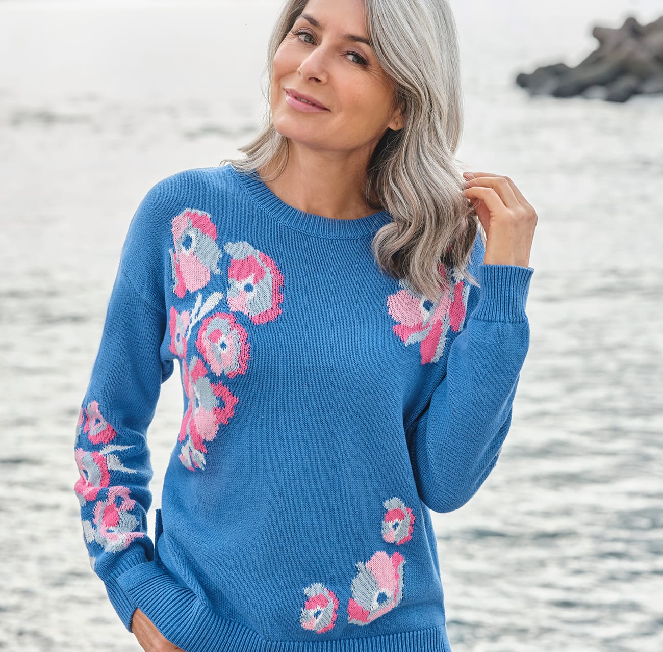 Jacquard Floral Sweater