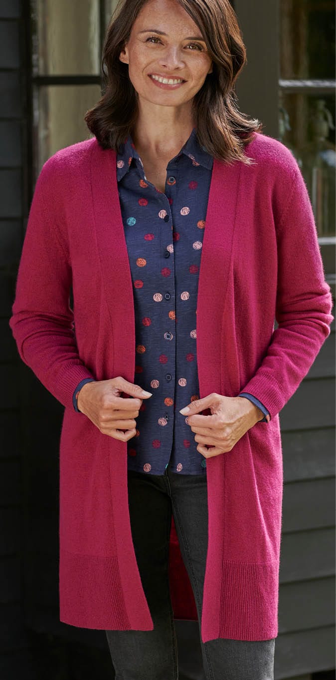 Cashmere and Merino Edge to Edge Long Cardigan