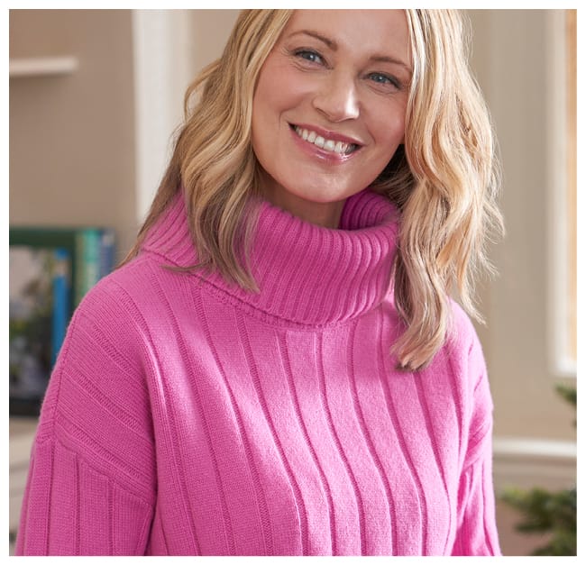 Chunky Roll Neck Wide Rib Sweater