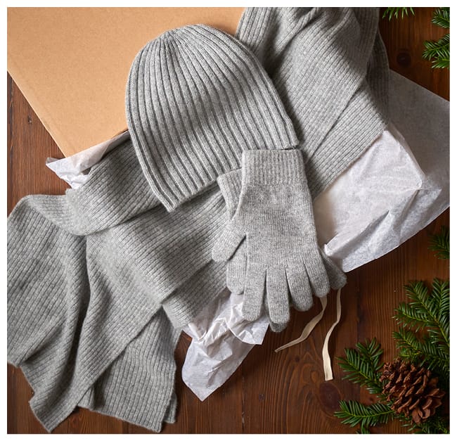 Mens Pure Cashmere Ribbed Scarf