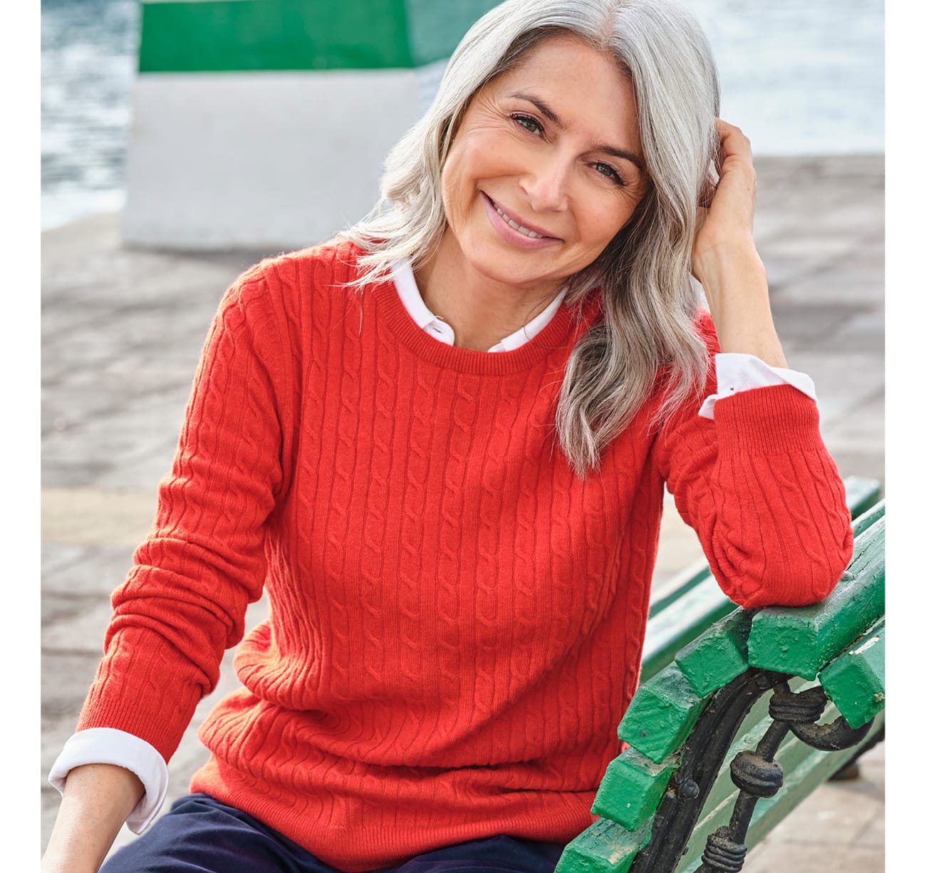 Cashmere Merino Cable Crew Neck Sweater