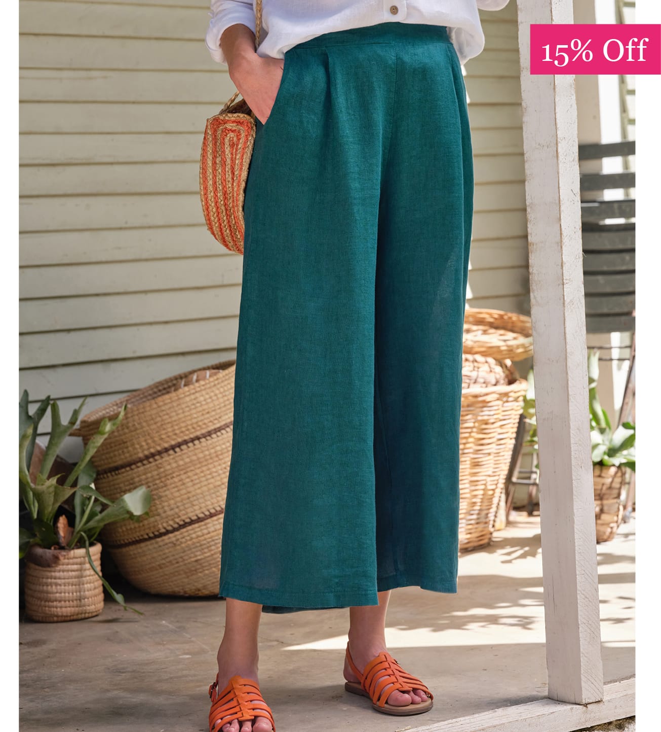 Linen Flat Front Culottes