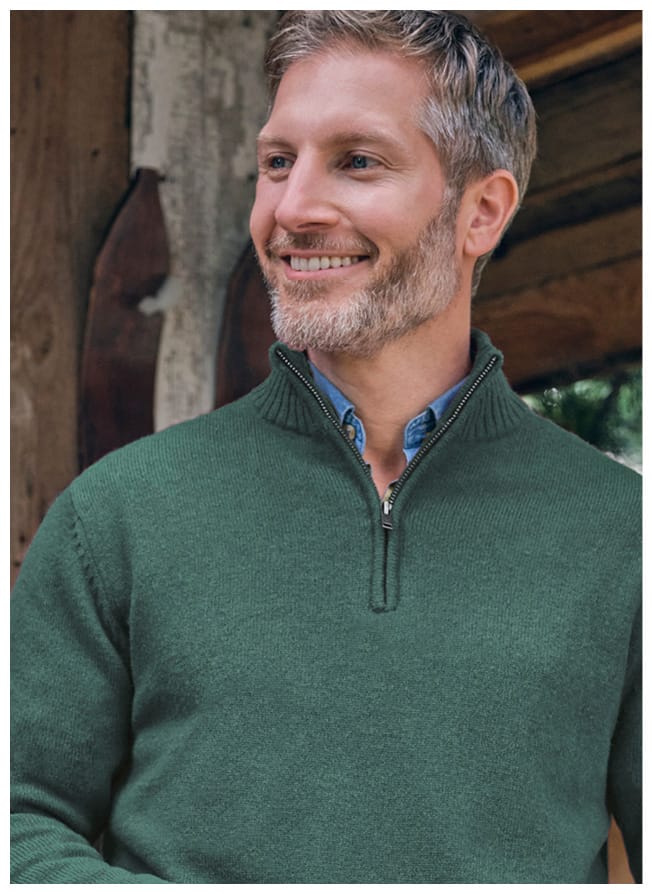 Mens Lambswool Zip Neck Sweater