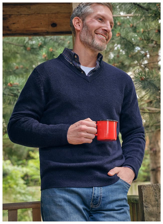 Mens Lambswool V Neck Sweater