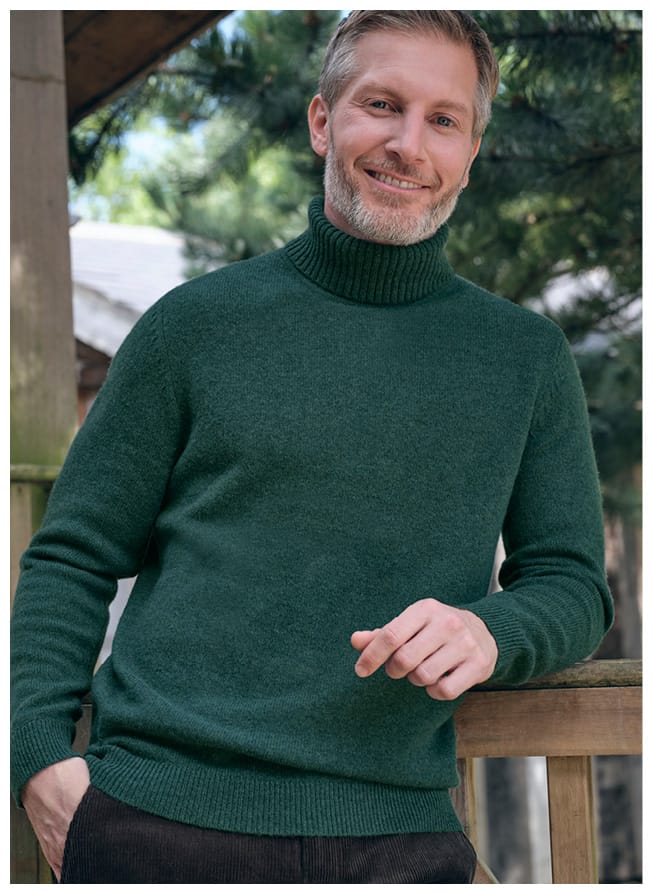 Mens Lambswool Turtle Neck Sweater