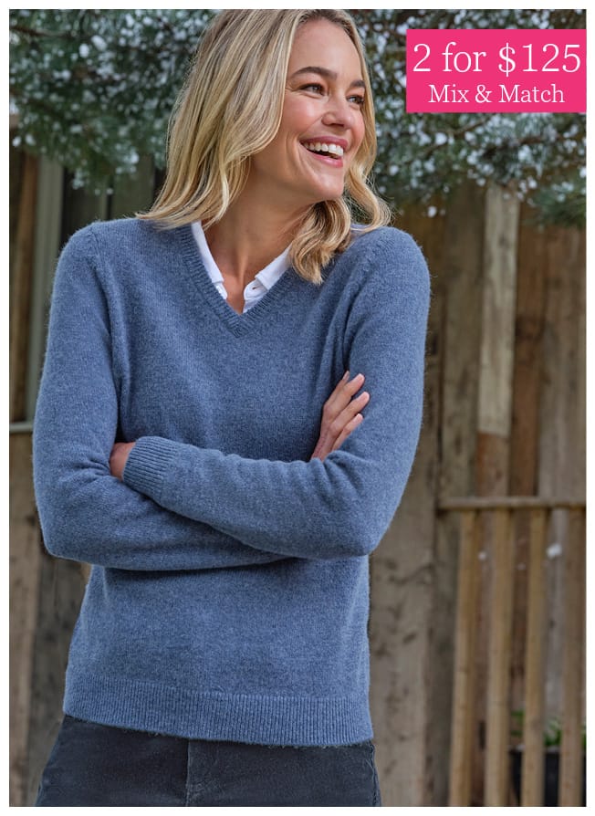 Womens Lambswool V Neck Sweater