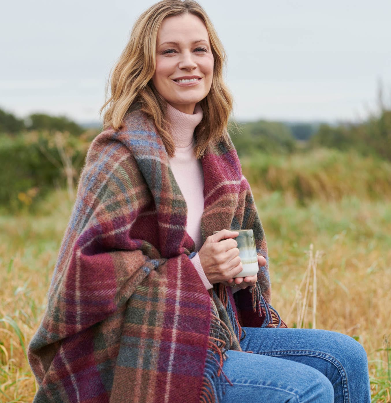 Large Pure Wool Check Throw