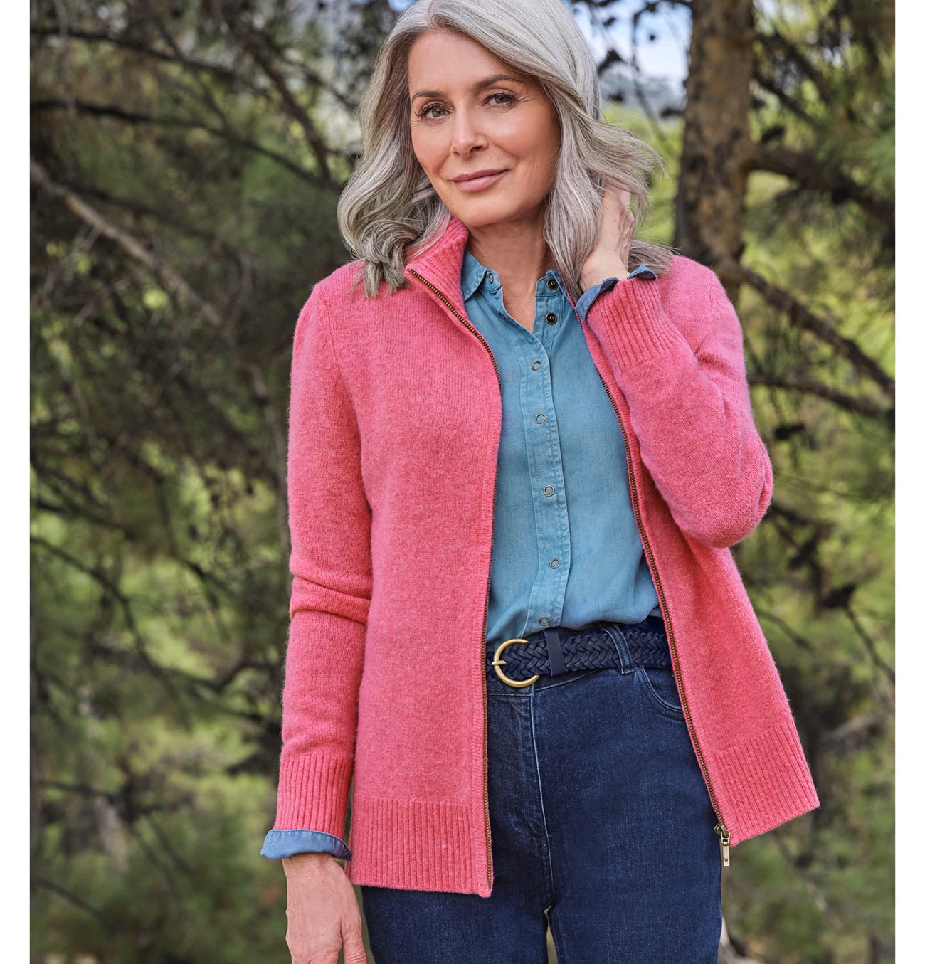 Lambswool Zip Thru Cardigan