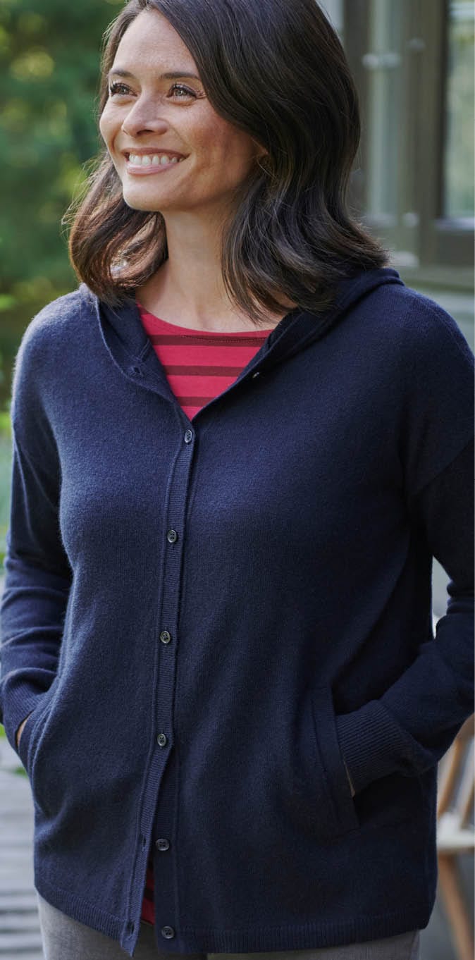 Cashmere Merino Hooded Cardigan