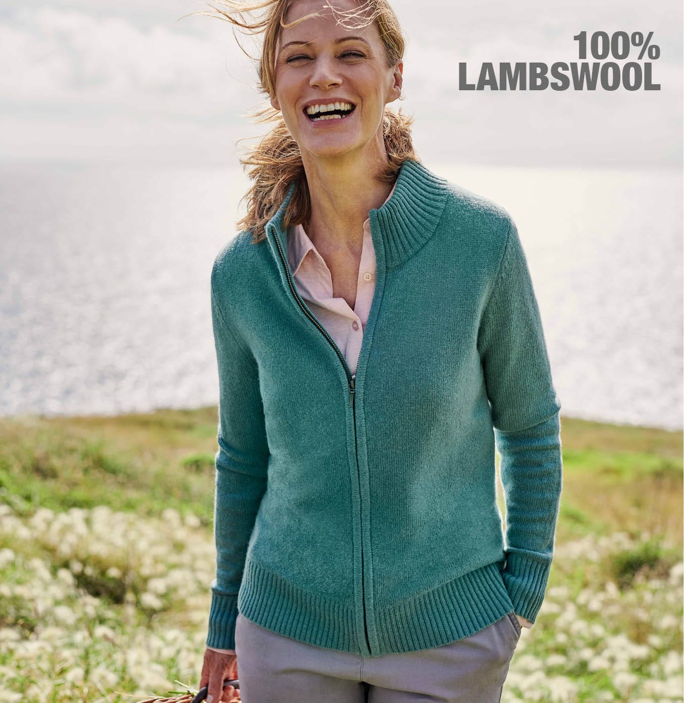 Lambswool Zip Thru Cardigan