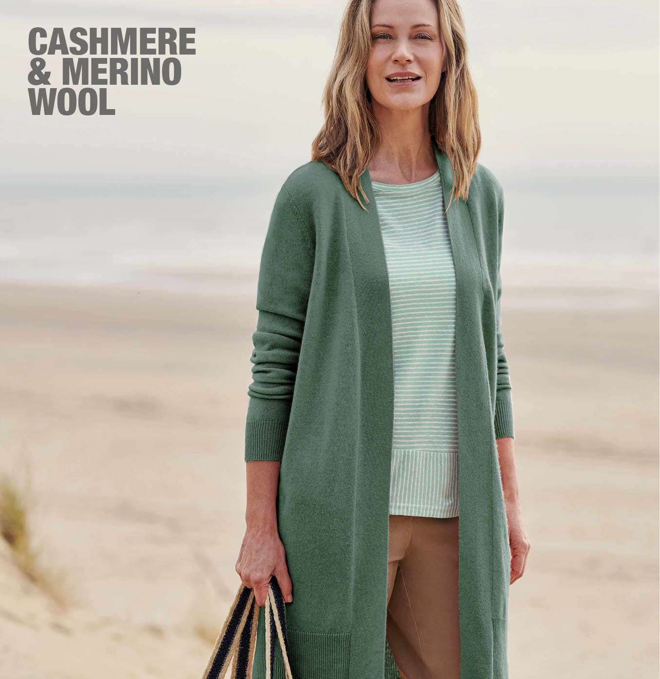 Cashmere and Merino Edge to Edge Long Cardigan