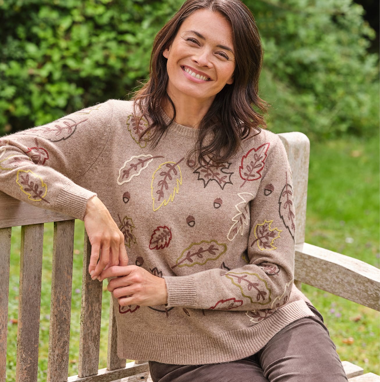 Leaf Embroidered Sweater