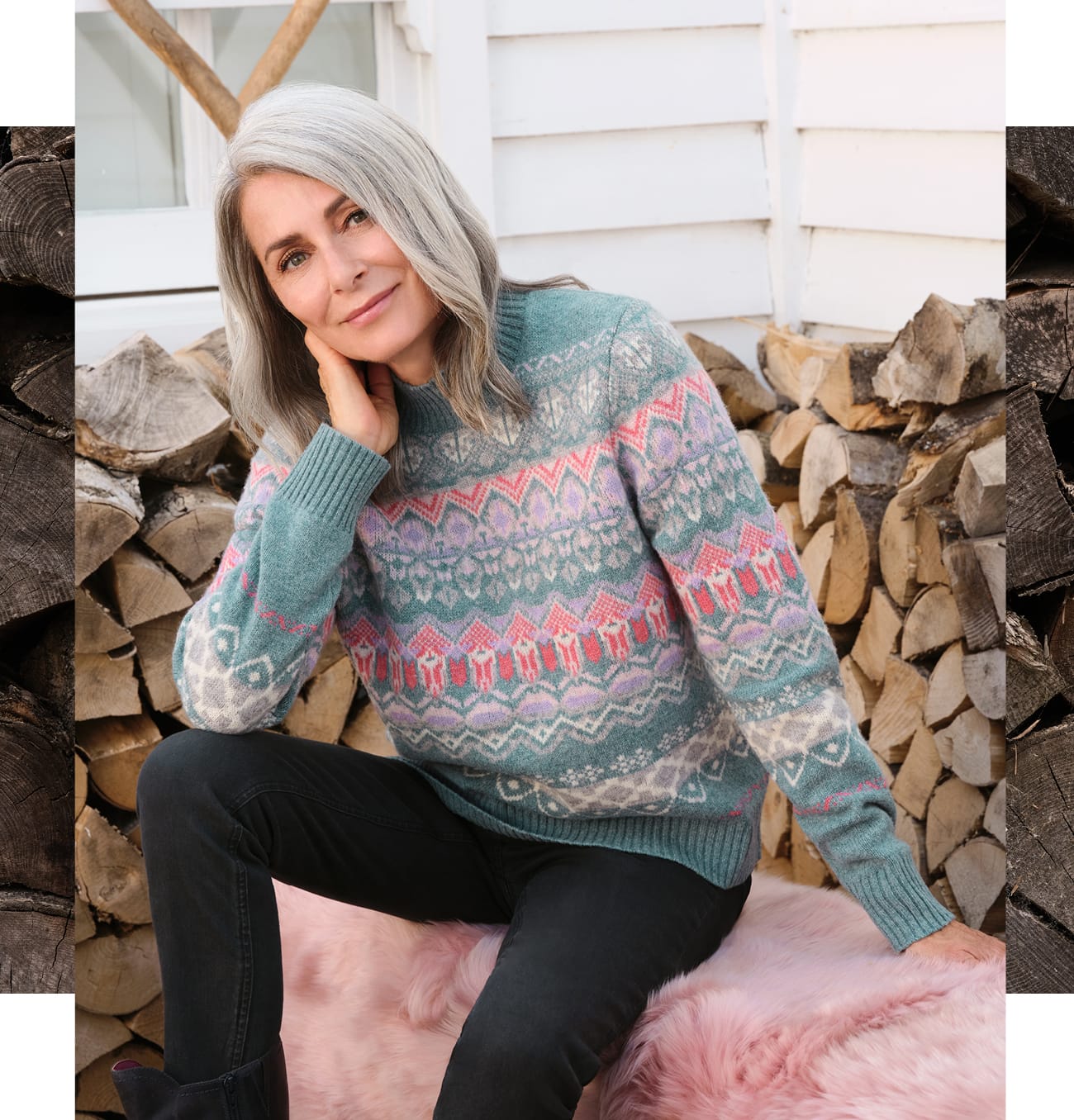 Turtle Neck All Over Fairisle Sweater