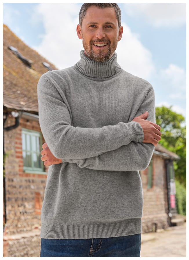 Mens Lambswool Turtle Neck Sweater