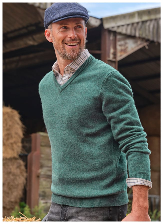 Mens Lambswool V Neck Sweater