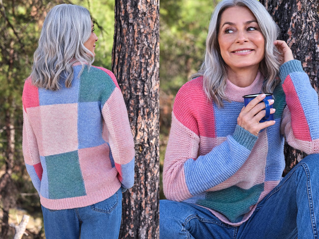 Purl Stitch Patchwork Sweater