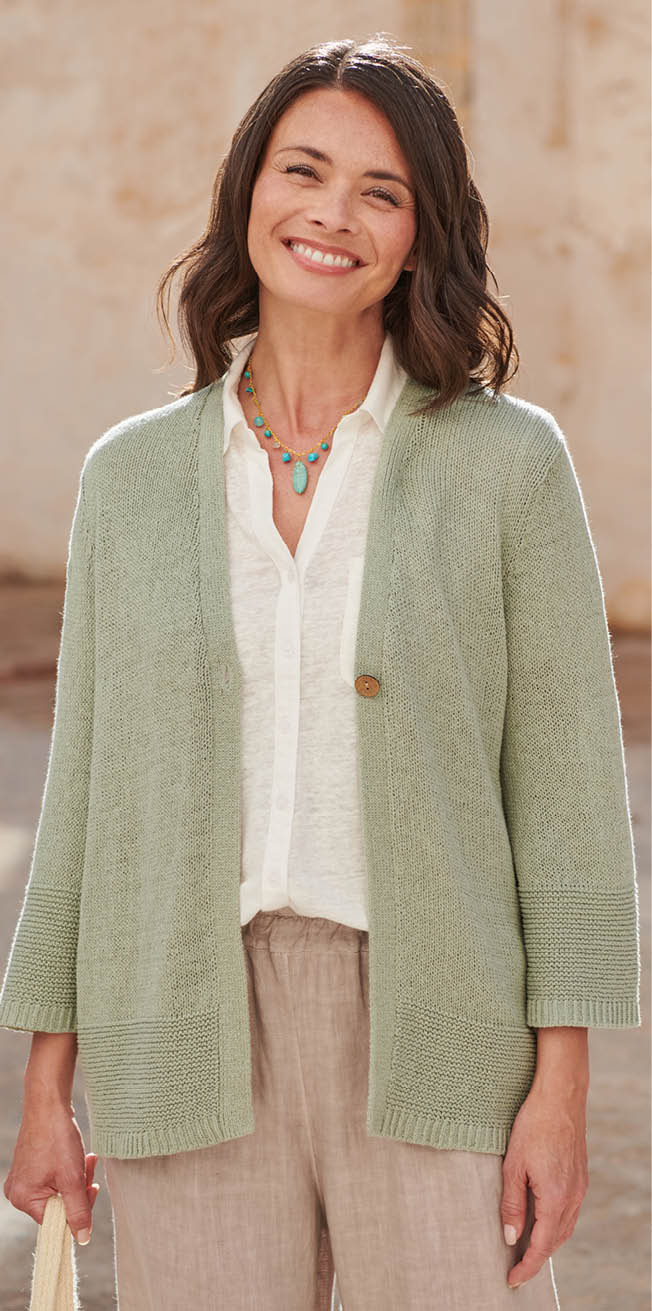 Relaxed V Neck Tunic Cardigan