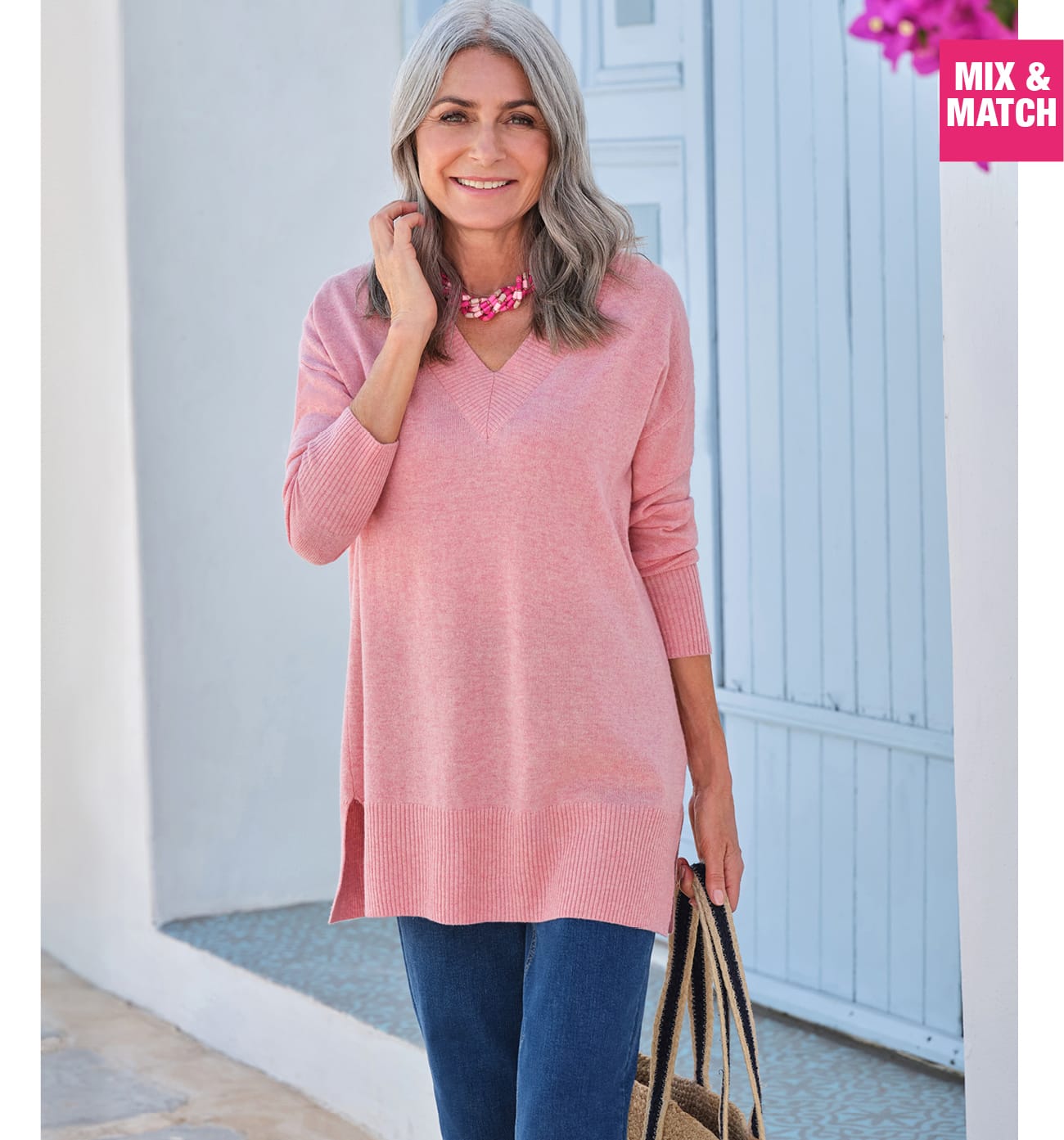 Cashmere Merino Deep V Neck Tunic