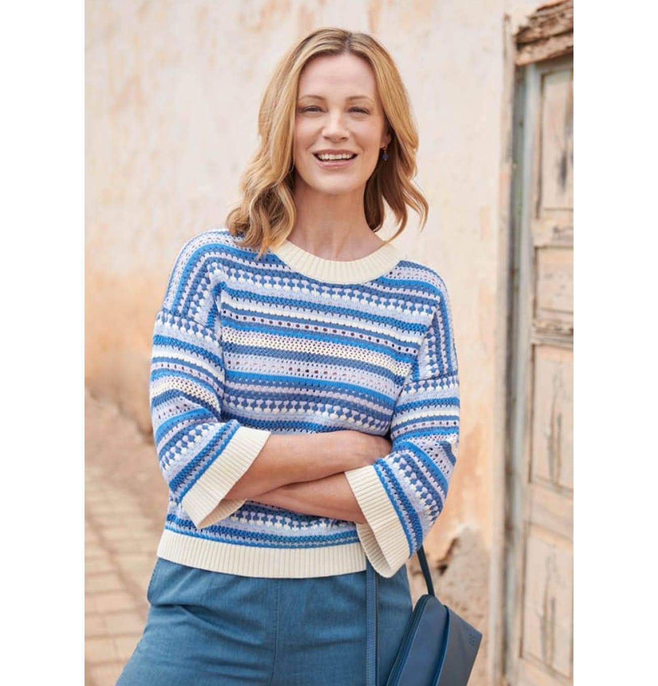 Organic Cotton Pointelle Stripe Sweater