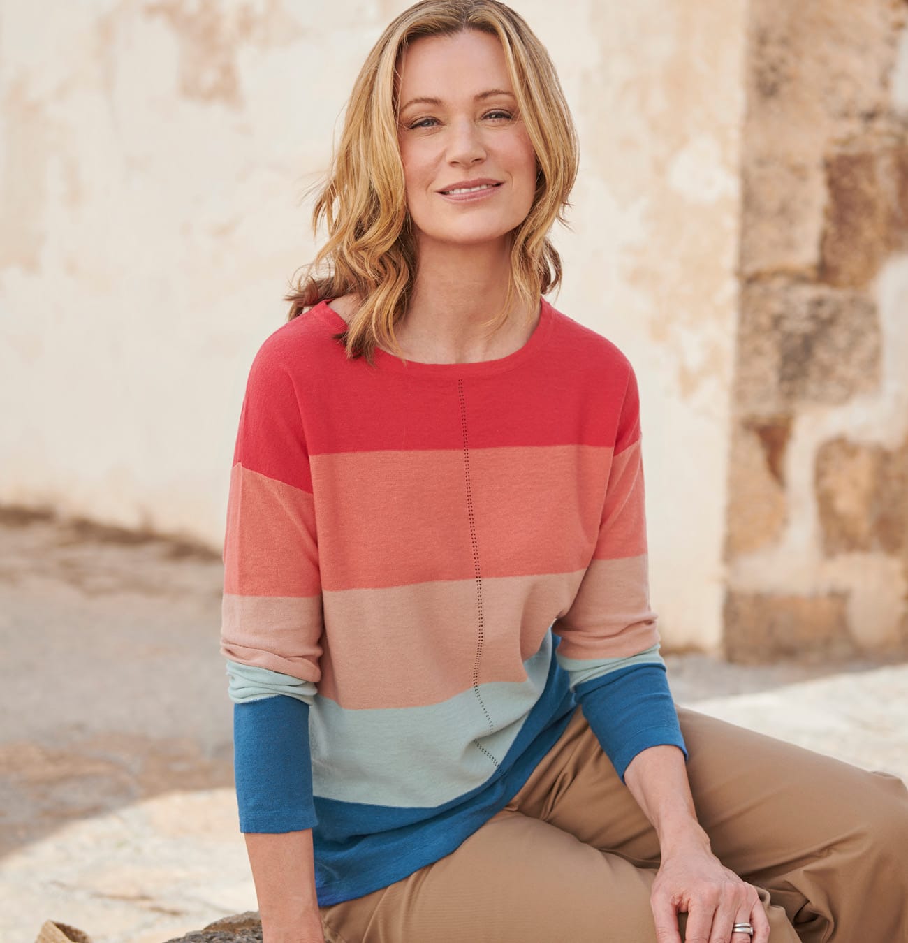 Colour Block Linen Cotton Sweater