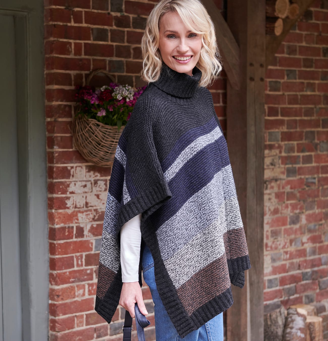 Texture Stripe Poncho