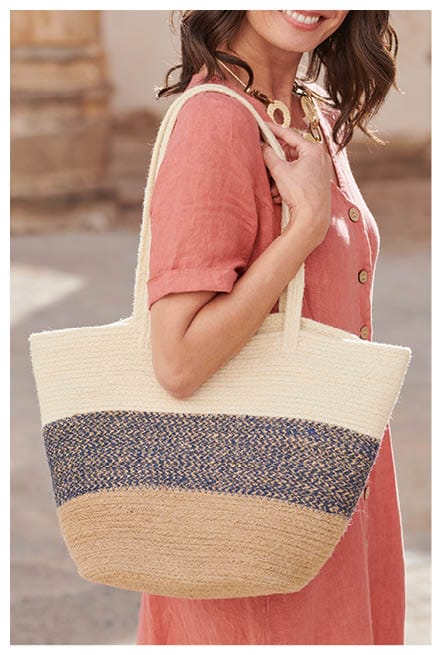 Straw Colourblock Tote Bag