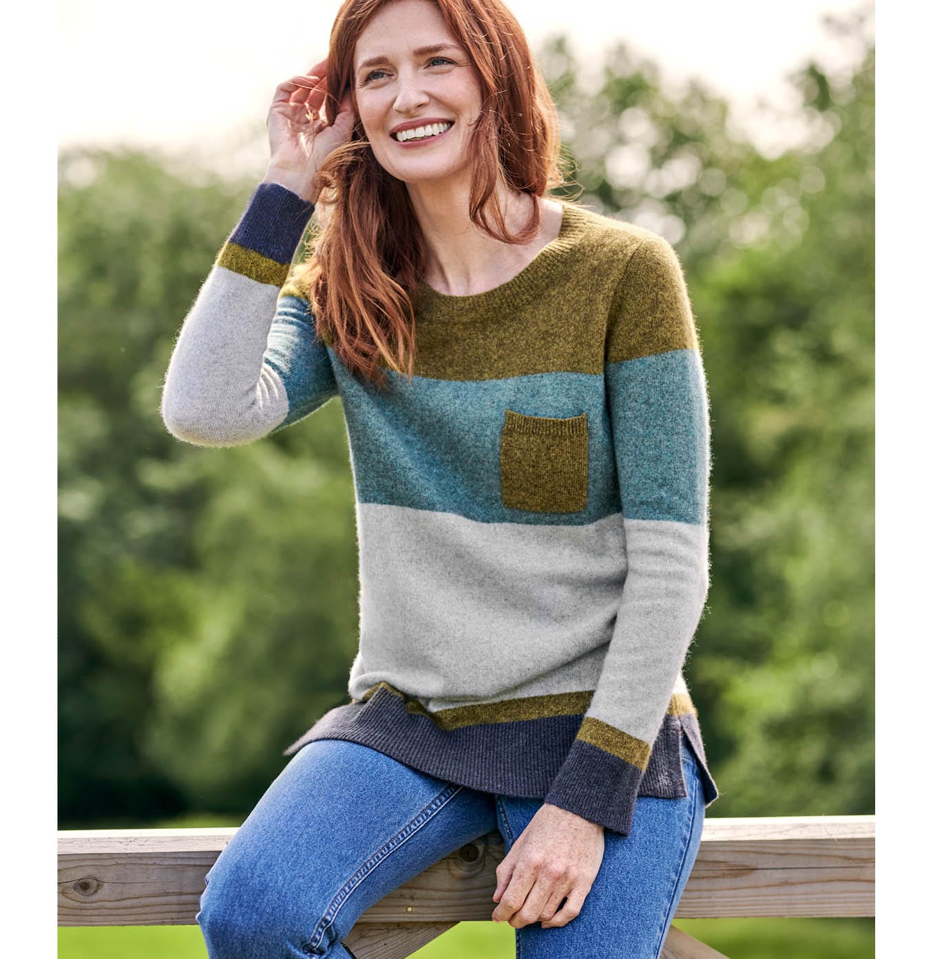 Colour Block Pocket Sweater