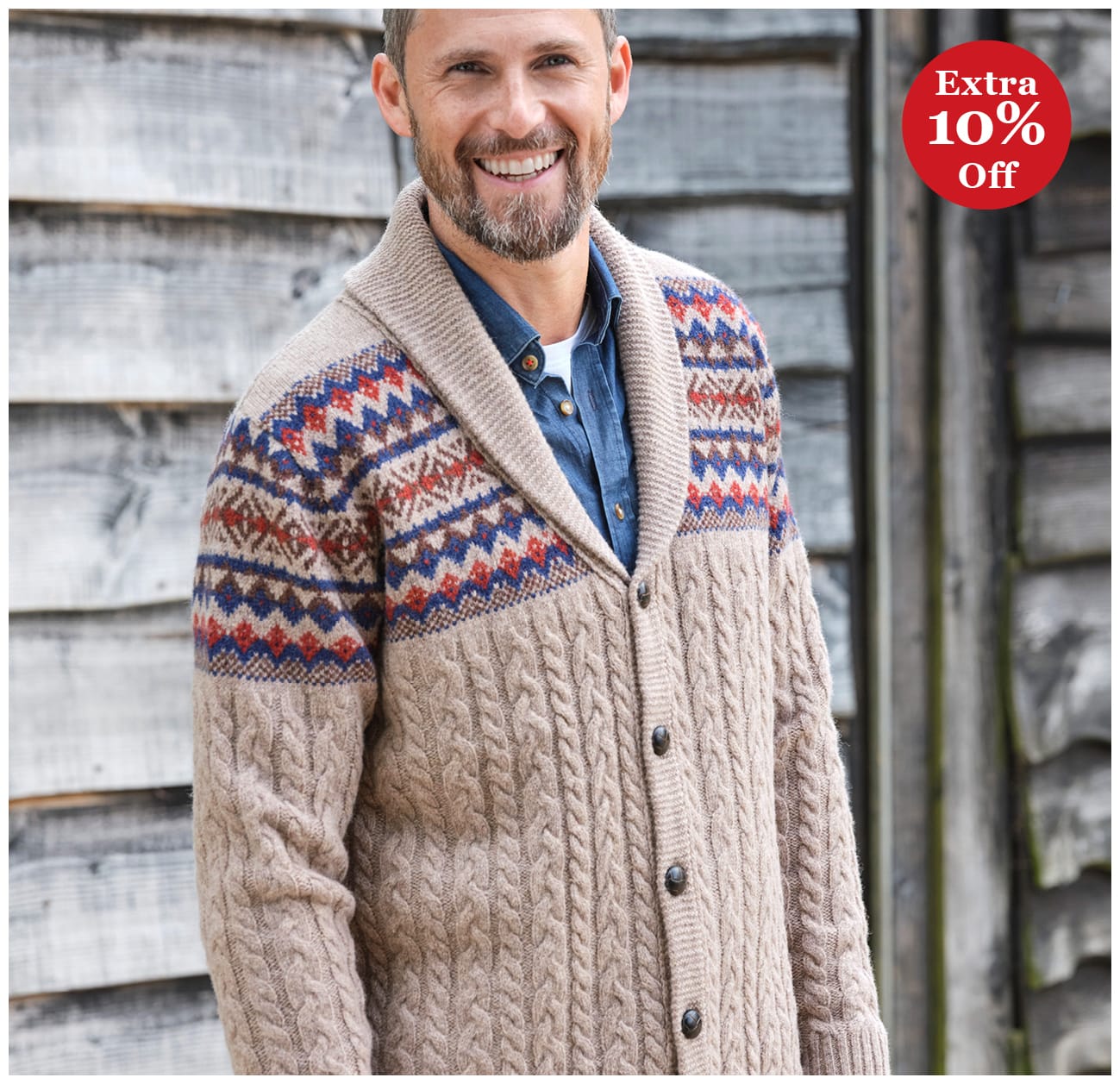 Textured Fairisle Shawl Cardigan