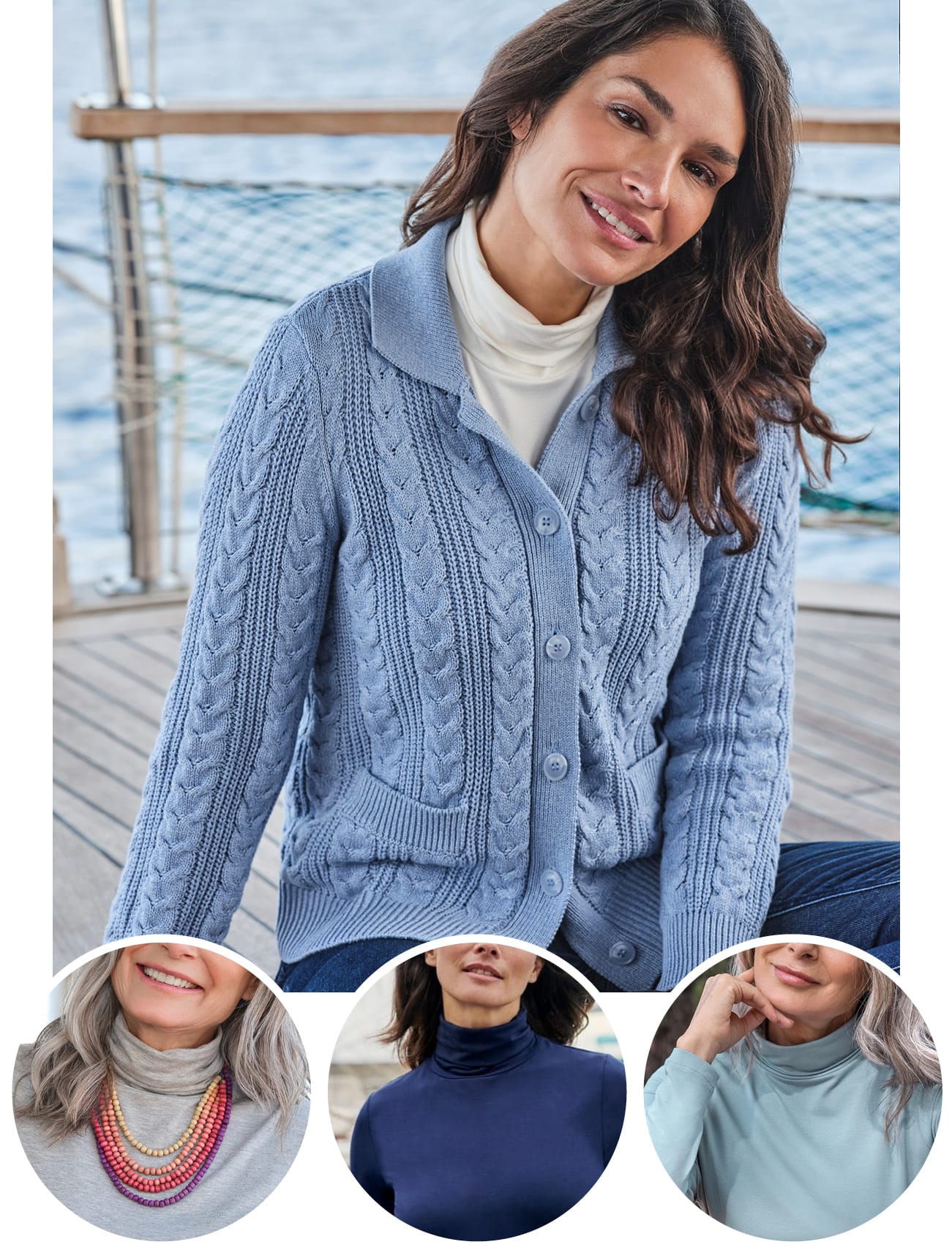 Cotton Rich Cable Collared Cardigan